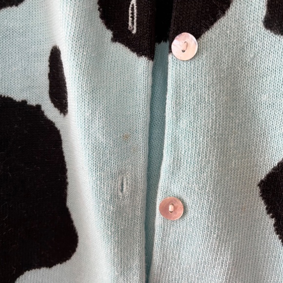 SML Design Cow Print Cardigan Sweater, size Medium - Picture 3 of 8